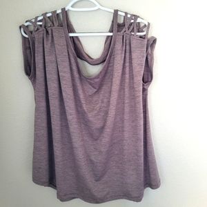 Maurices In Motion Size 3 (W24/26) Purple Workout Top with Cut Outs